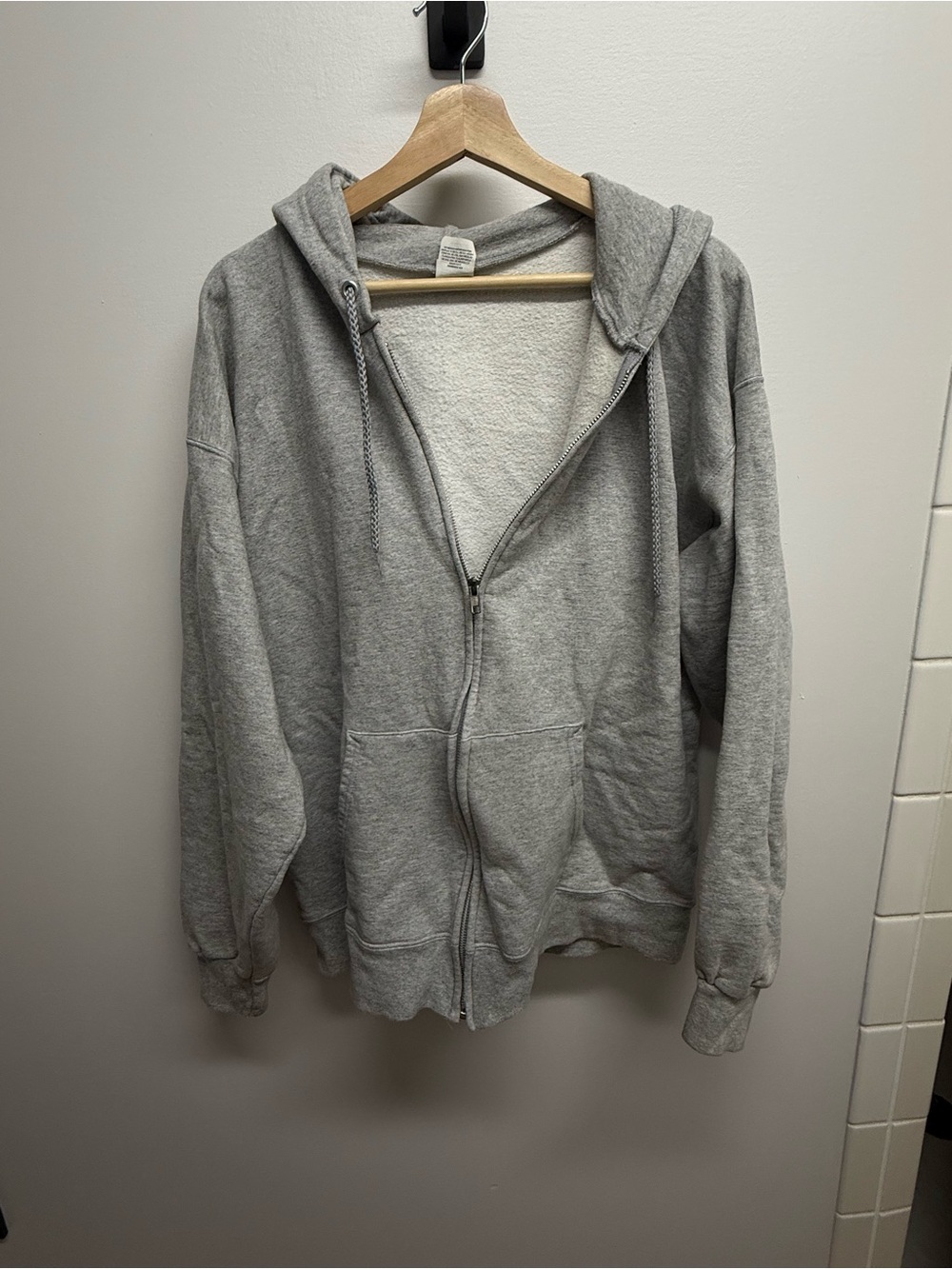 Hanes Men's Light Gray Full-Zip Hooded Sweatshirt
